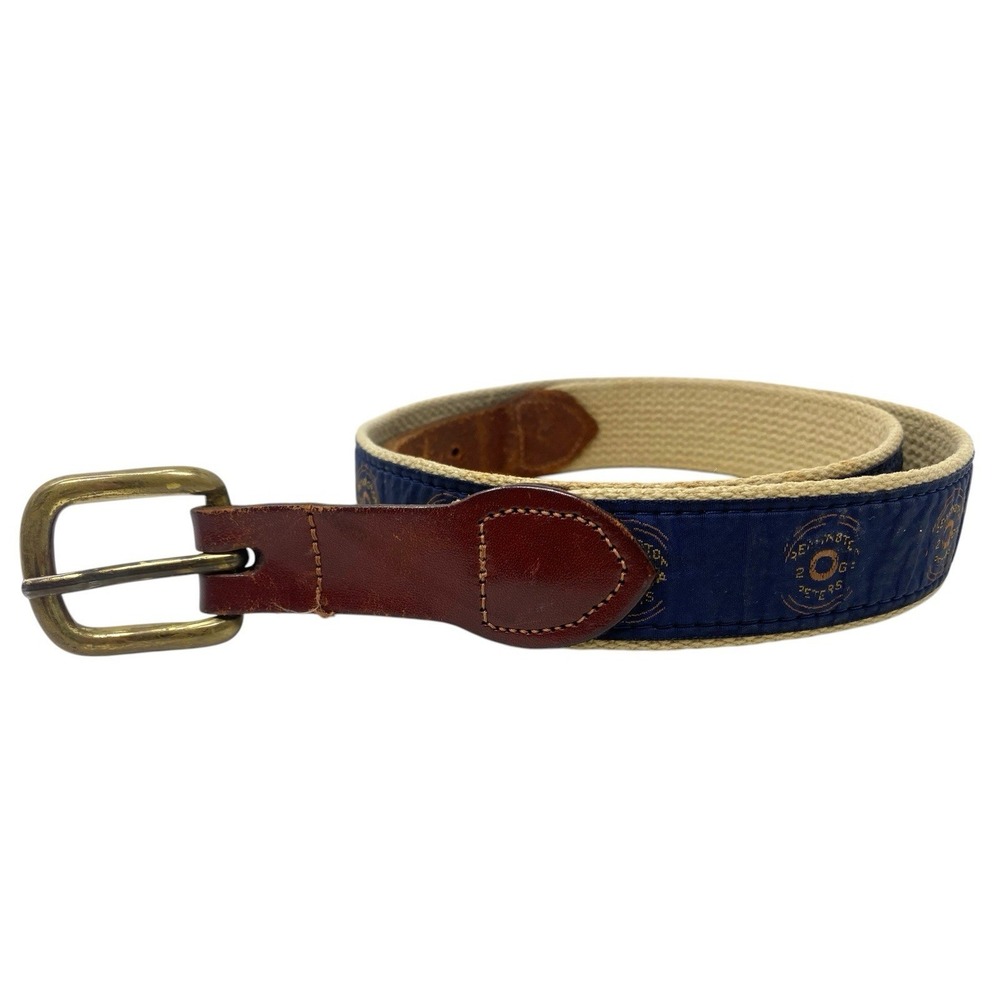 Vintage Remington Peters Logo Belt Mens  34"- 37" Solid Brass Buckle - Casual
